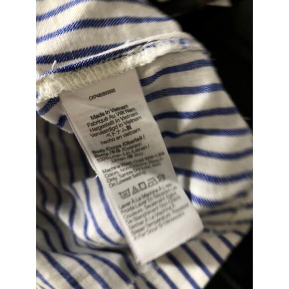 Madewell Scoopneck Top Crop Tank 100% Linen Bluestone Blue White Striped NWT 10 - Picture 10 of 12